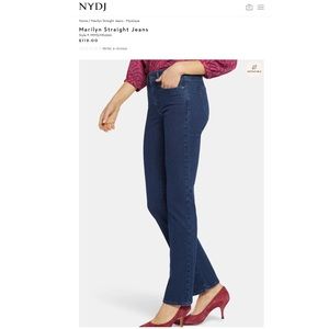 NYDJ Dark Wash Marilyn Straight Leg Jeans 10